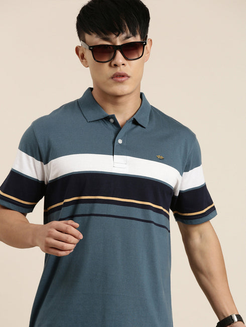 Blue Striped Polo T-shirt